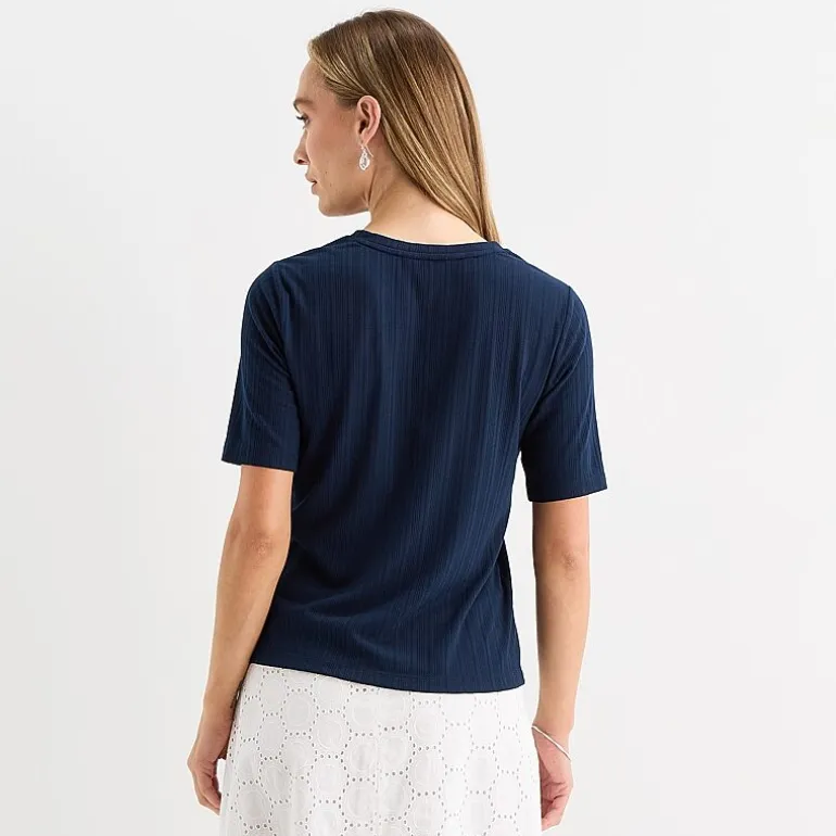 Liz Claiborne Womens Tall Short Sleeve Regular Fit Henley Shirt