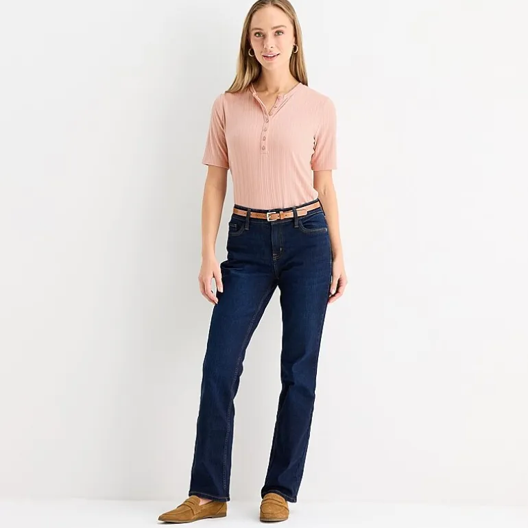 Liz Claiborne Womens Tall Short Sleeve Regular Fit Henley Shirt