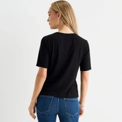 Liz Claiborne Womens Tall Short Sleeve Regular Fit Henley Shirt