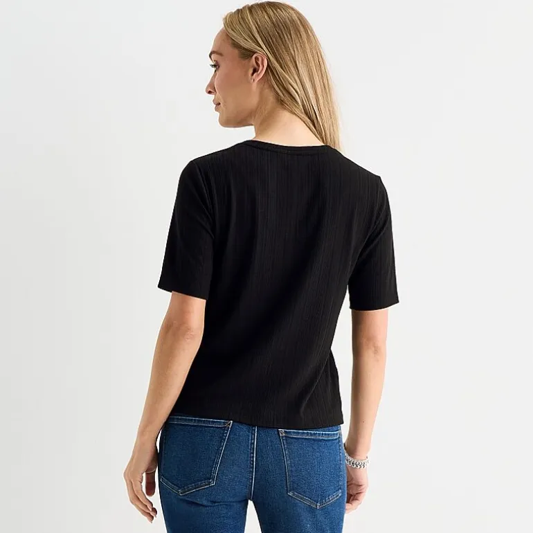 Liz Claiborne Womens Tall Short Sleeve Regular Fit Henley Shirt