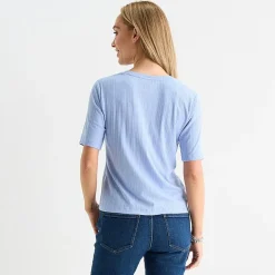 Liz Claiborne Womens Tall Short Sleeve Regular Fit Henley Shirt