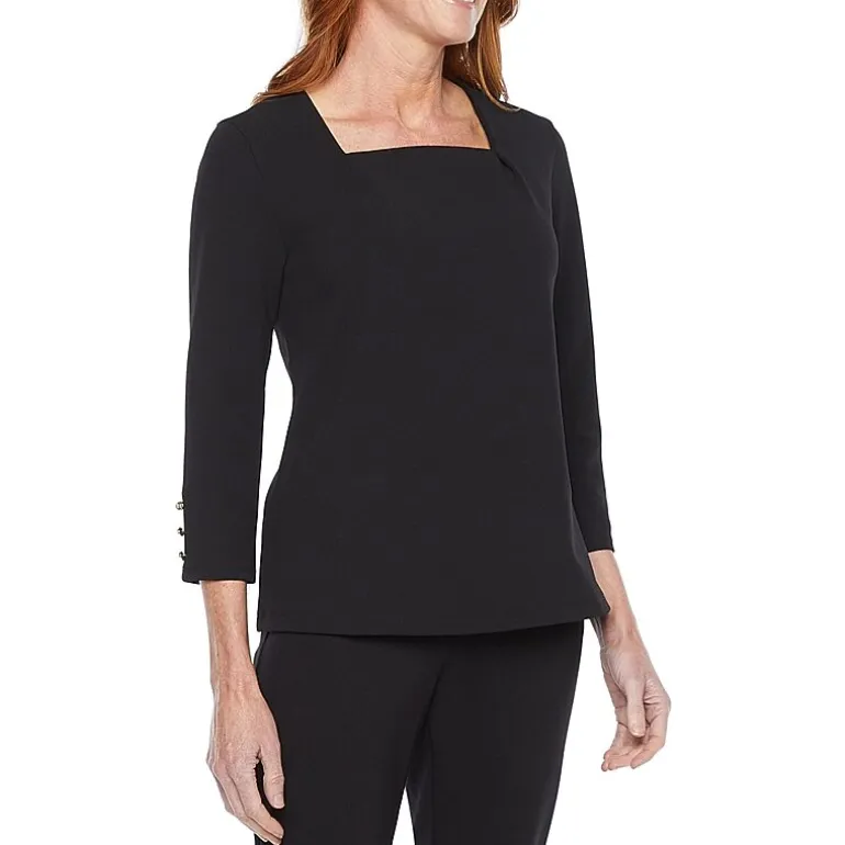 Liz Claiborne Womens Tall Short Sleeve Regular Fit Henley Shirt