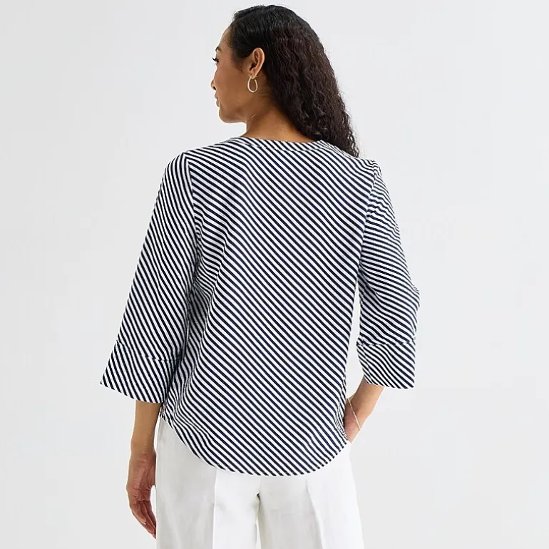 Liz Claiborne Womens Tall Split Crew Neck 3/4 Sleeve Blouse