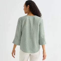Liz Claiborne Womens Tall Split Crew Neck 3/4 Sleeve Blouse