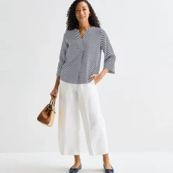 Liz Claiborne Womens Tall Split Crew Neck 3/4 Sleeve Blouse