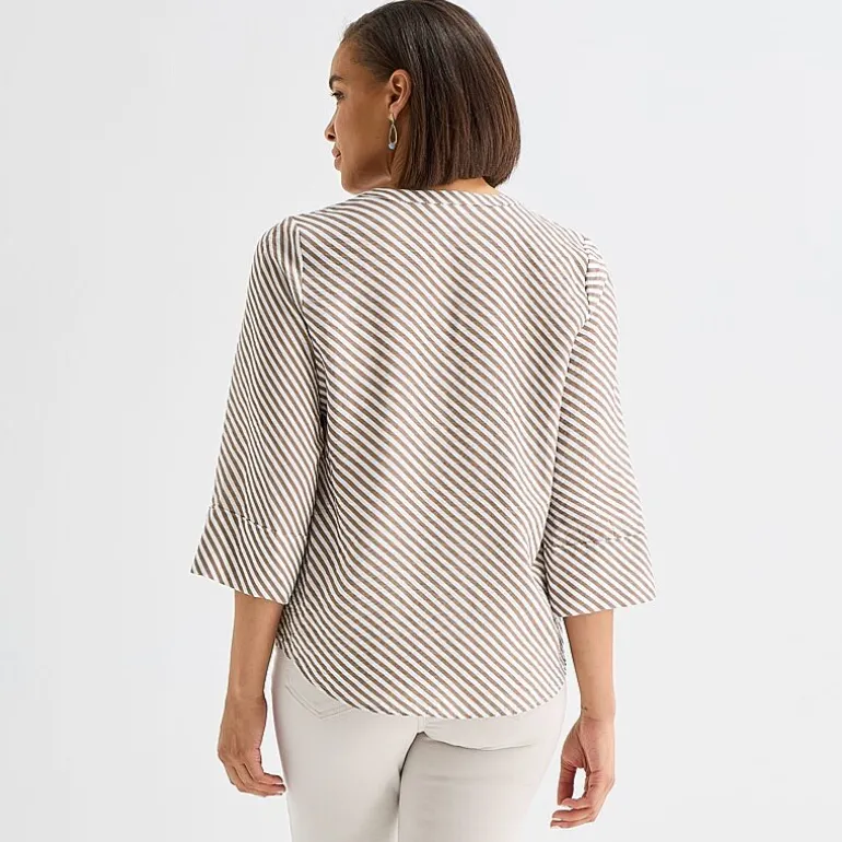 Liz Claiborne Womens Tall Split Crew Neck 3/4 Sleeve Blouse