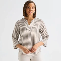 Liz Claiborne Womens Tall Split Crew Neck 3/4 Sleeve Blouse