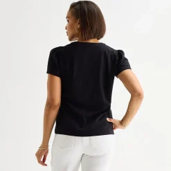 Liz Claiborne Womens Tall Split Crew Neck Short Sleeve T-Shirt