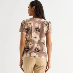 Liz Claiborne Womens Tall Split Crew Neck Short Sleeve T-Shirt