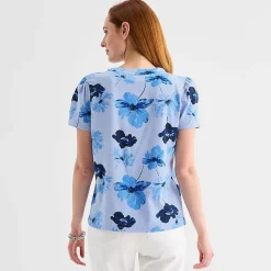 Liz Claiborne Womens Tall Split Crew Neck Short Sleeve T-Shirt