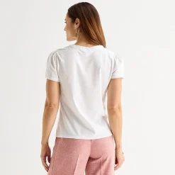 Liz Claiborne Womens Tall Split Crew Neck Short Sleeve T-Shirt