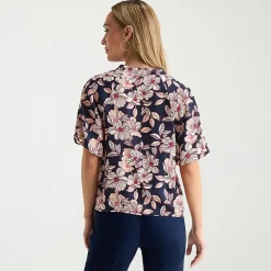 Liz Claiborne Womens Tall V Neck Short Sleeve Satin Blouse
