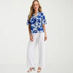 Liz Claiborne Womens Tall V Neck Short Sleeve Satin Blouse