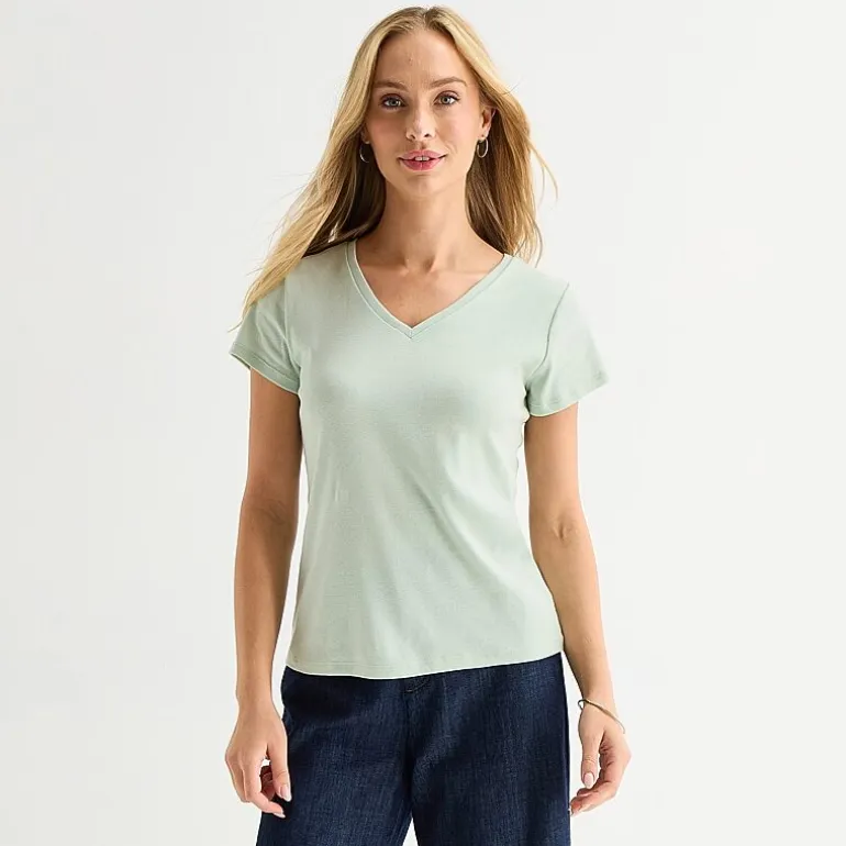 Liz Claiborne Womens Tall V Neck Short Sleeve T-Shirt