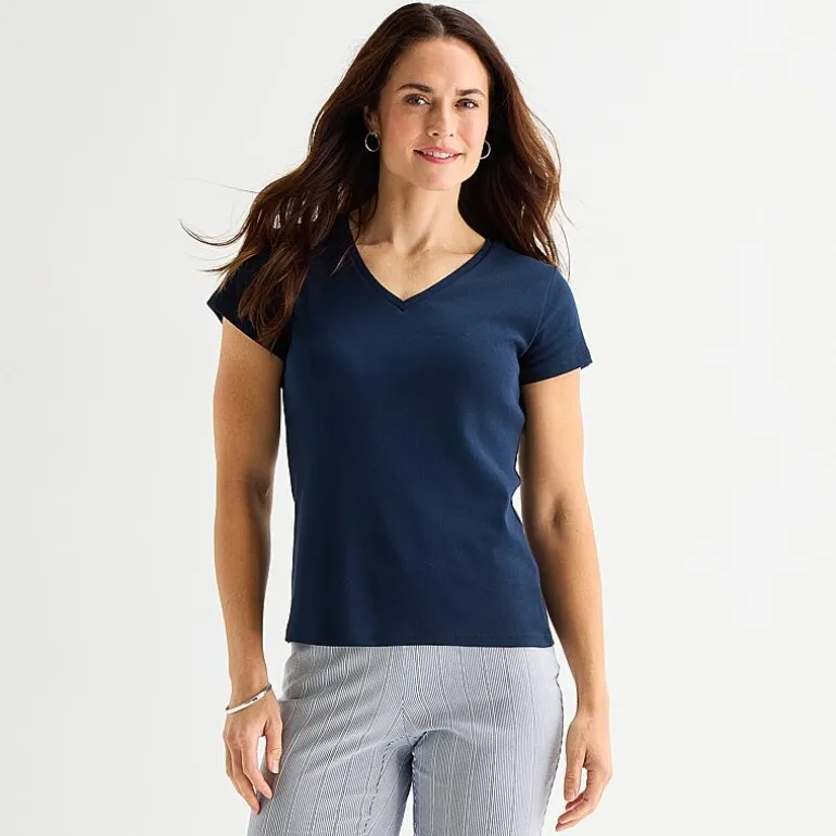Liz Claiborne Womens Tall V Neck Short Sleeve T-Shirt