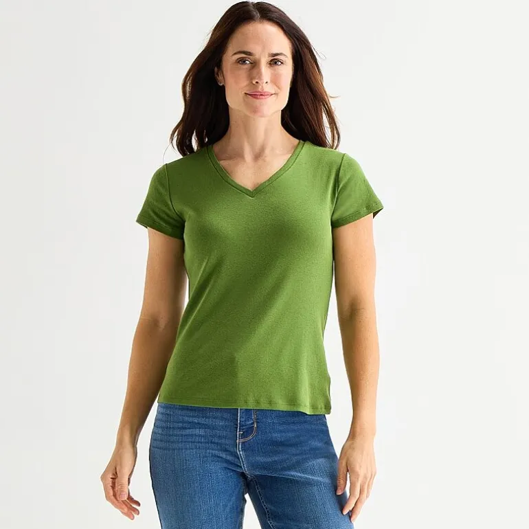 Liz Claiborne Womens Tall V Neck Short Sleeve T-Shirt