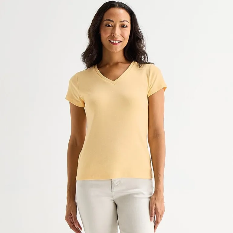 Liz Claiborne Womens Tall V Neck Short Sleeve T-Shirt