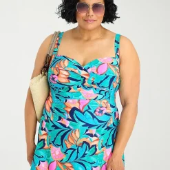 Liz Claiborne Womens Tropical Floral Plus Swim Dress