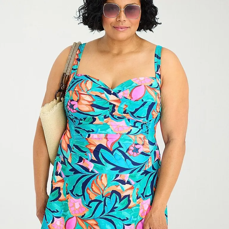 Liz Claiborne Womens Tropical Floral Plus Swim Dress