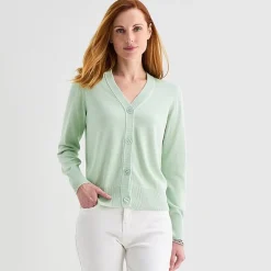 Liz Claiborne Womens V Neck Long Sleeve Button Cardigan