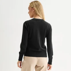 Liz Claiborne Womens V Neck Long Sleeve Button Cardigan