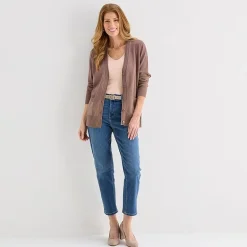 Liz Claiborne Womens V Neck Long Sleeve Button Cardigan