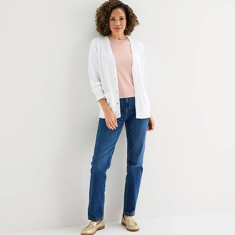 Liz Claiborne Womens V Neck Long Sleeve Button Cardigan