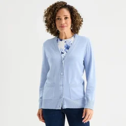 Liz Claiborne Womens V Neck Long Sleeve Button Cardigan