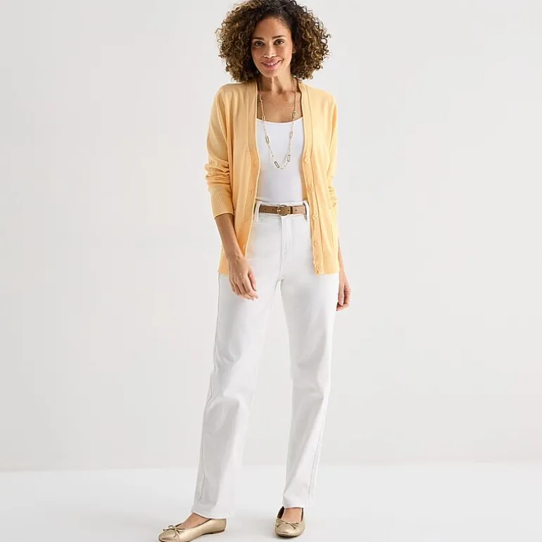 Liz Claiborne Womens V Neck Long Sleeve Button Cardigan