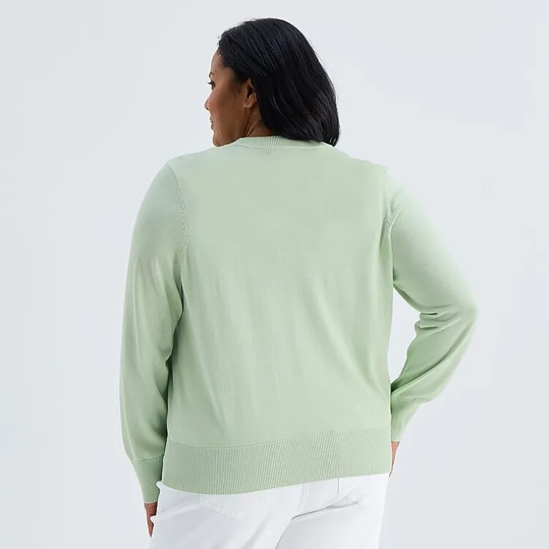 Liz Claiborne Womens V Neck Long Sleeve Button Plus Cardigan