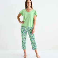 Liz Claiborne Womens V-Neck Short Sleeve 2-pc. Pajama Sets