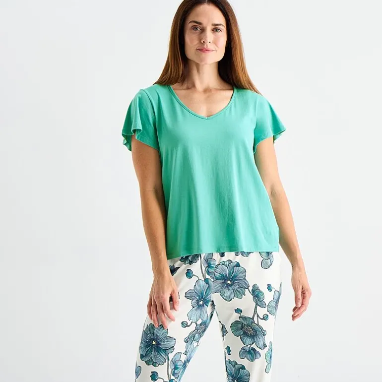 Liz Claiborne Womens V-Neck Short Sleeve 2-pc. Pajama Sets