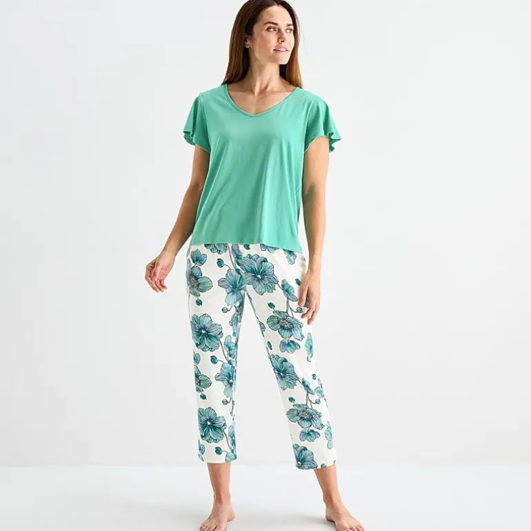 Liz Claiborne Womens V-Neck Short Sleeve 2-pc. Pajama Sets