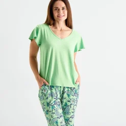Liz Claiborne Womens V-Neck Short Sleeve 2-pc. Pajama Sets