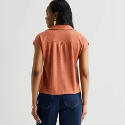 Liz Claiborne Womens V Neck Short Sleeve Blouse