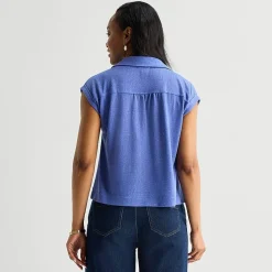 Liz Claiborne Womens V Neck Short Sleeve Blouse