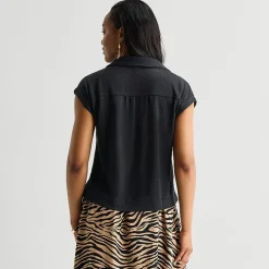 Liz Claiborne Womens V Neck Short Sleeve Blouse