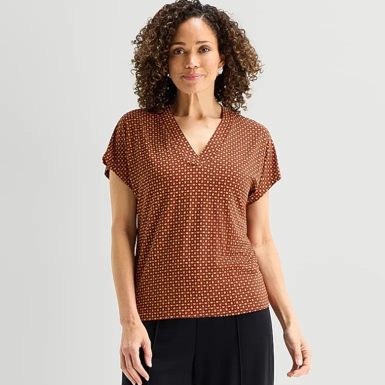 Liz Claiborne Womens V Neck Short Sleeve T-Shirt