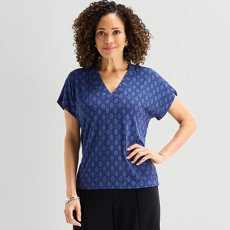 Liz Claiborne Womens V Neck Short Sleeve T-Shirt