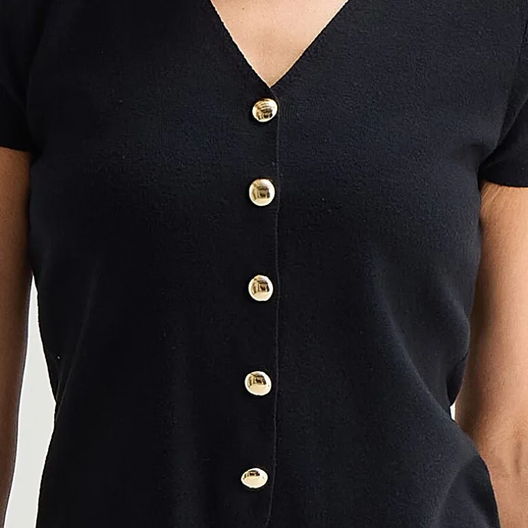 Liz Claiborne Womens V Neck Short Sleeve Pullover Sweater
