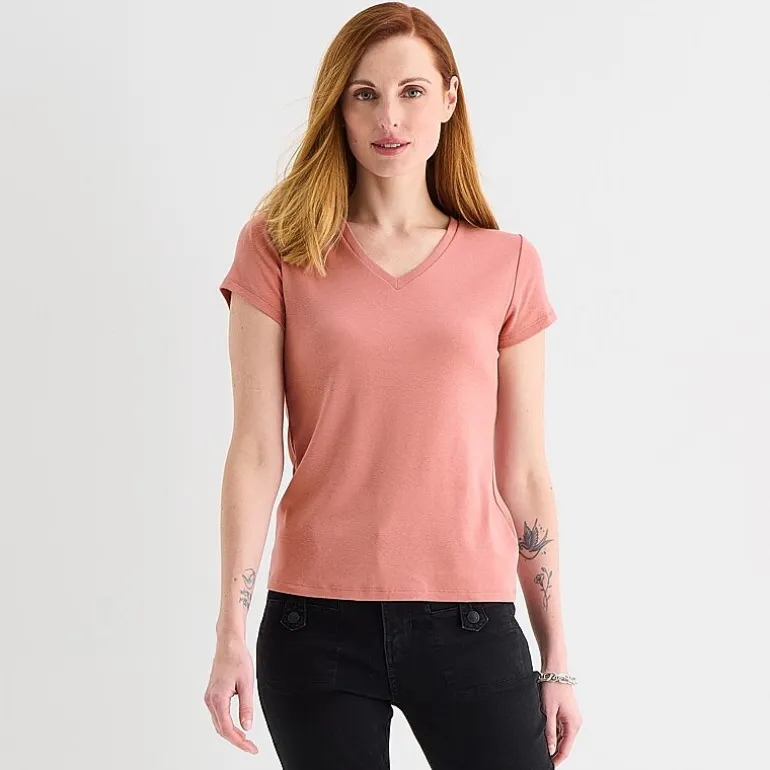 Liz Claiborne Womens V Neck Short Sleeve T-Shirt