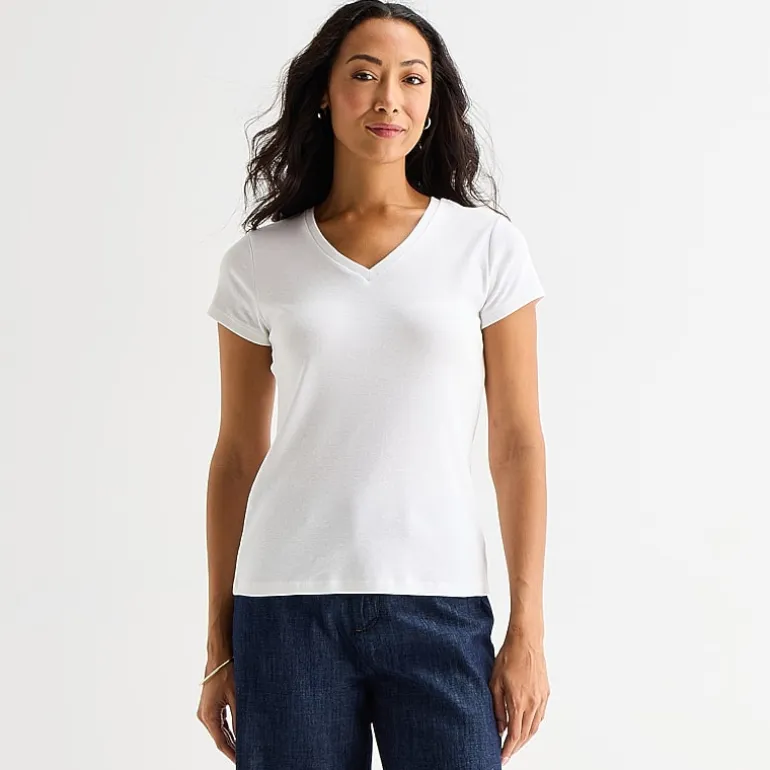 Liz Claiborne Womens V Neck Short Sleeve T-Shirt