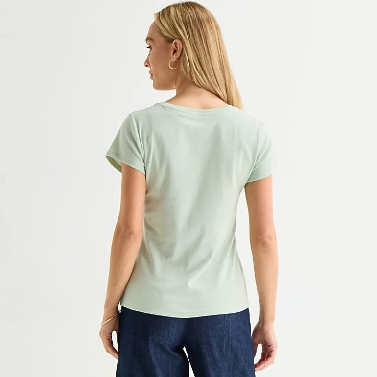 Liz Claiborne Womens V Neck Short Sleeve T-Shirt