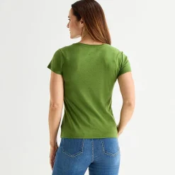 Liz Claiborne Womens V Neck Short Sleeve T-Shirt