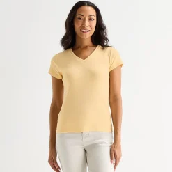 Liz Claiborne Womens V Neck Short Sleeve T-Shirt