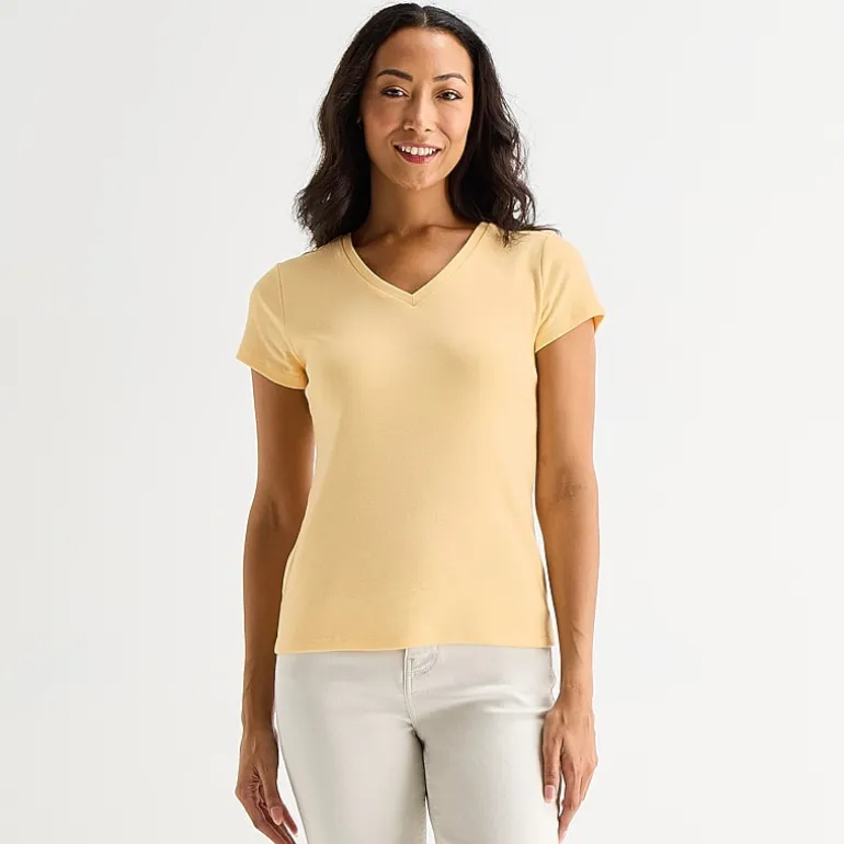 Liz Claiborne Womens V Neck Short Sleeve T-Shirt