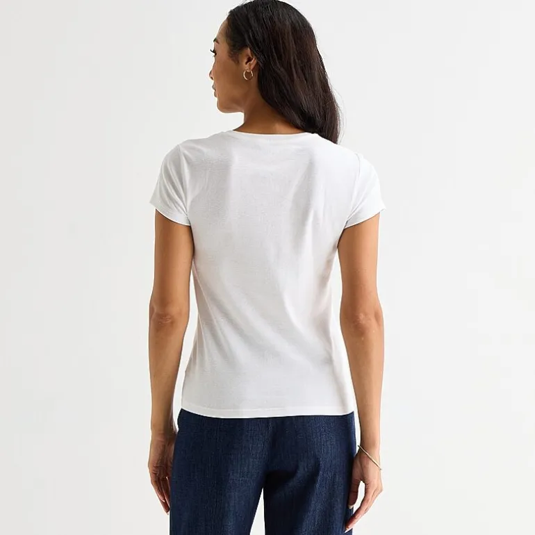 Liz Claiborne Womens V Neck Short Sleeve T-Shirt