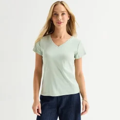 Liz Claiborne Womens V Neck Short Sleeve T-Shirt