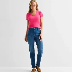 Liz Claiborne Womens V Neck Short Sleeve T-Shirt