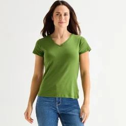 Liz Claiborne Womens V Neck Short Sleeve T-Shirt